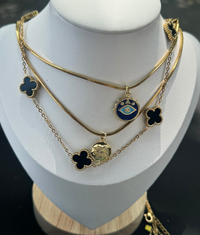 3-Stack Luxe Evil Eye & Clover Necklace Set