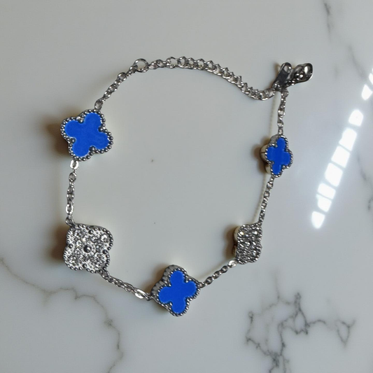 Blue Clover Charm Bracelet