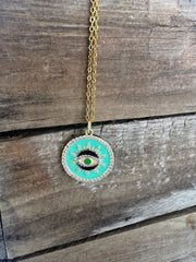 Mystic Eye Pendant Necklace ( Mint Green)