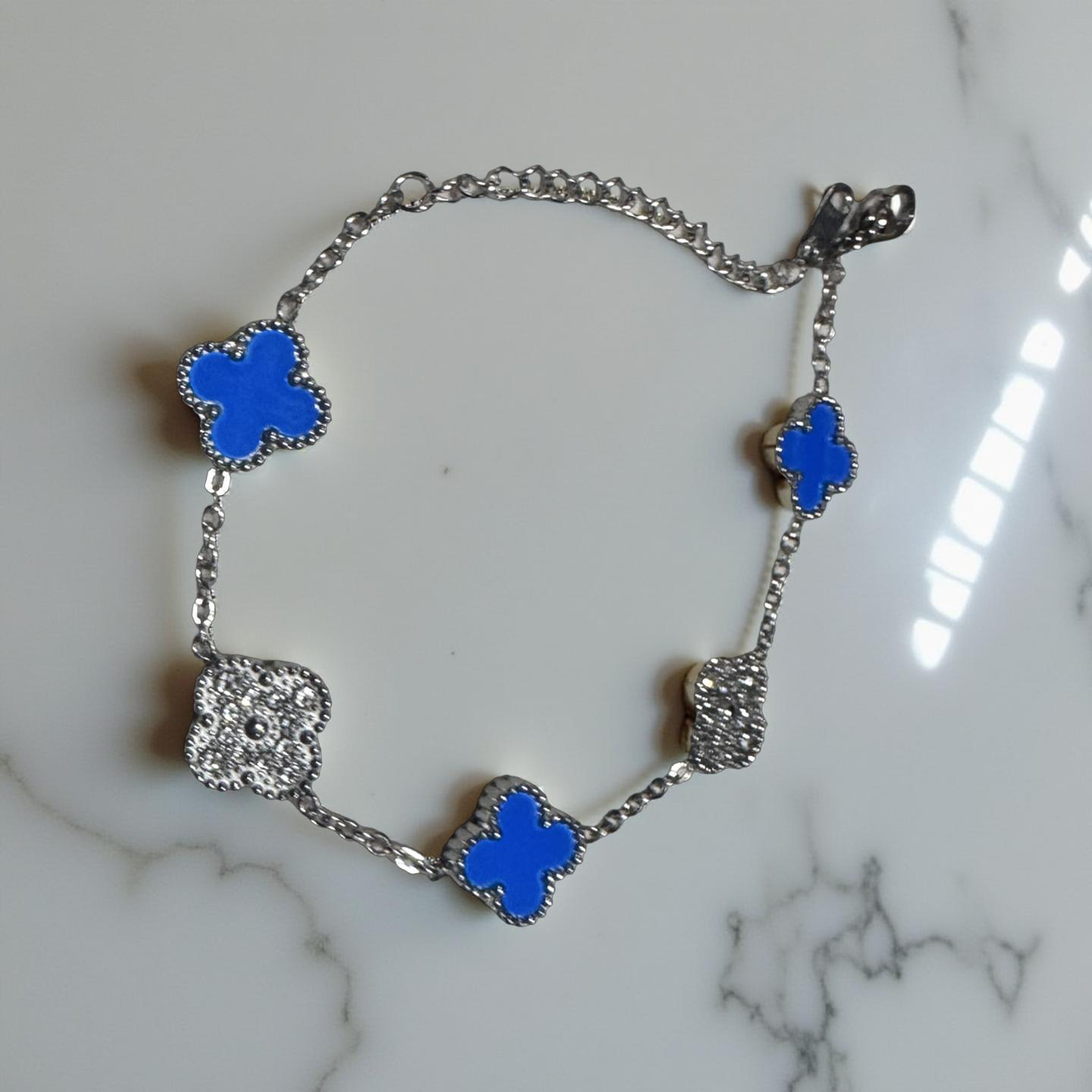 Blue Clover Charm Bracelet