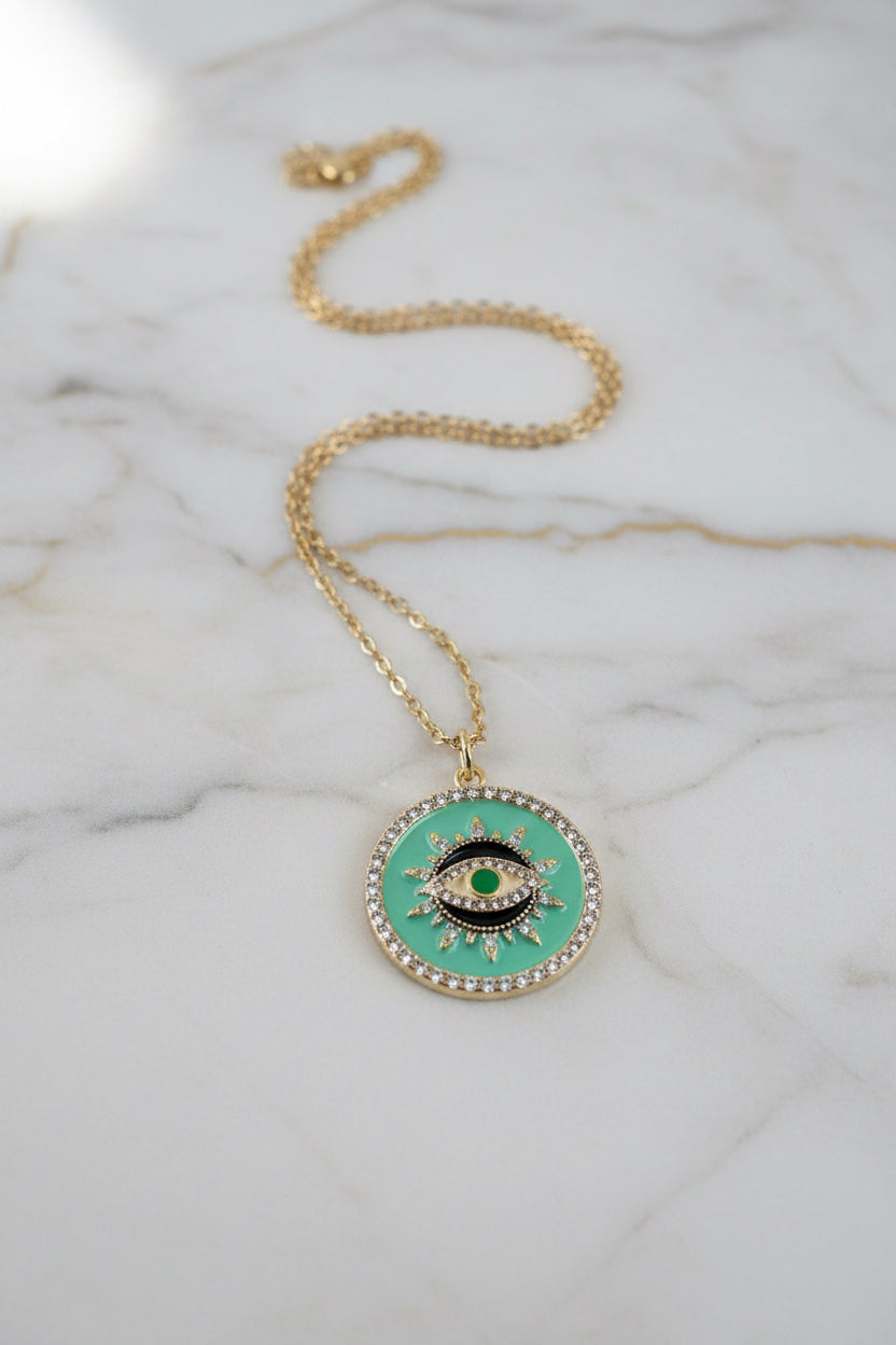 Mystic Eye Pendant Necklace ( Mint Green)