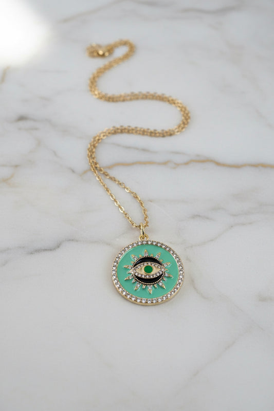 Mystic Eye Pendant Necklace ( Mint Green)