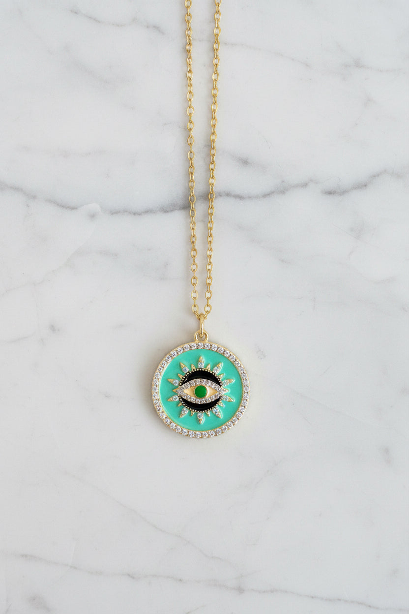Mystic Eye Pendant Necklace ( Mint Green)