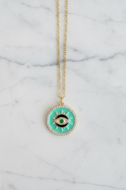 Mystic Eye Pendant Necklace ( Mint Green)
