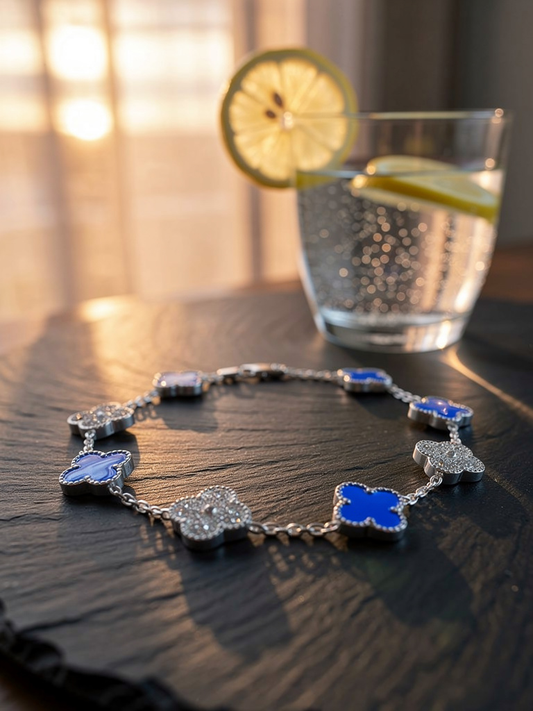 Blue Clover Charm Bracelet